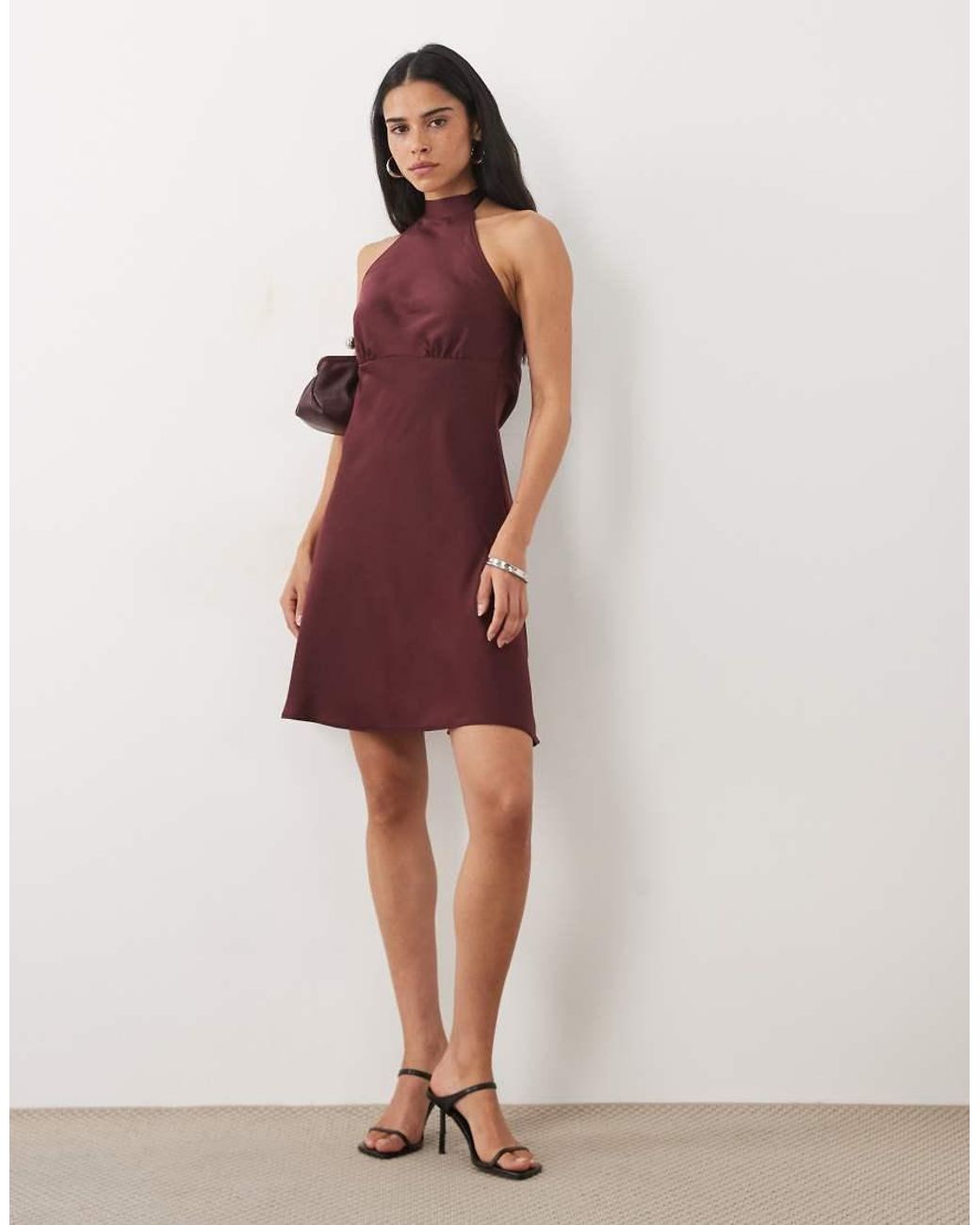 New Look Red Halter Neck Satin Mini Dress
