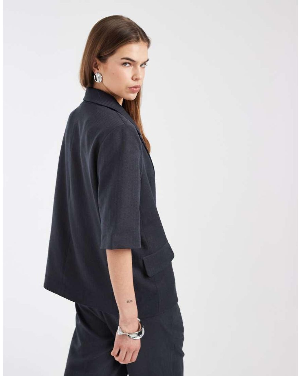 Vero Moda Blue Oversized Short Sleeve Blazer Co-ord