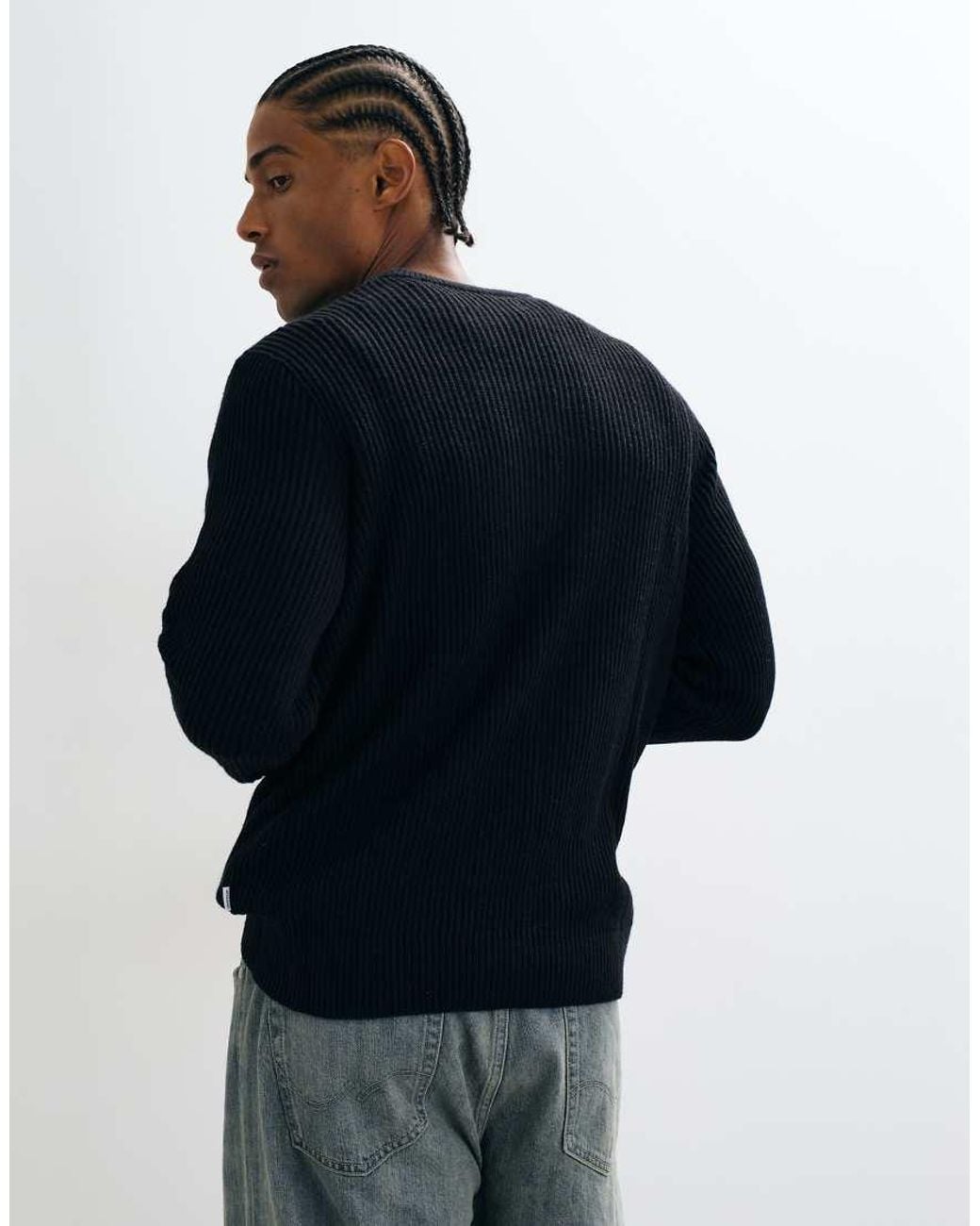 Jack & Jones Blue Fine Rib Jumper for men