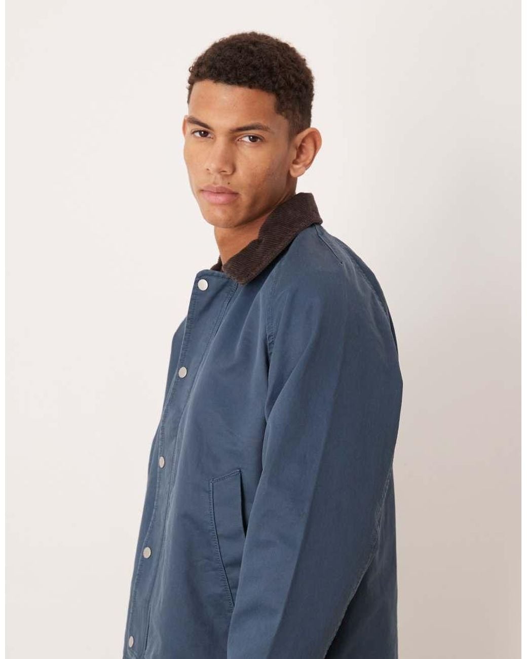 Abercrombie & Fitch Blue Cropped Waxed Barn Jacket for men