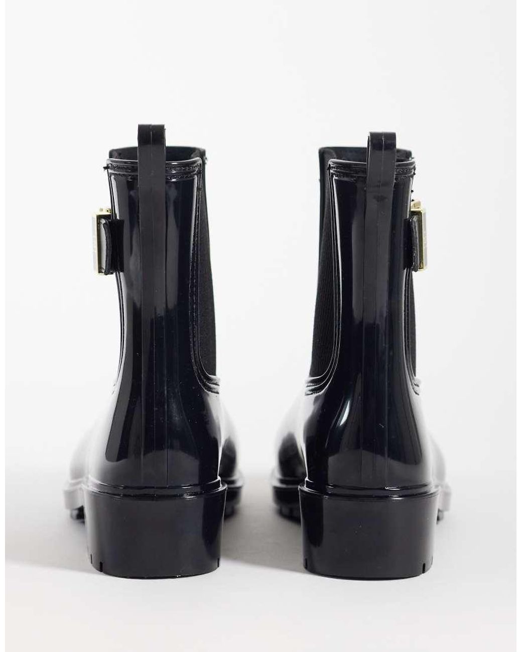 Tommy Hilfiger Black Oksana Glossy Ankle Boots With Buckles