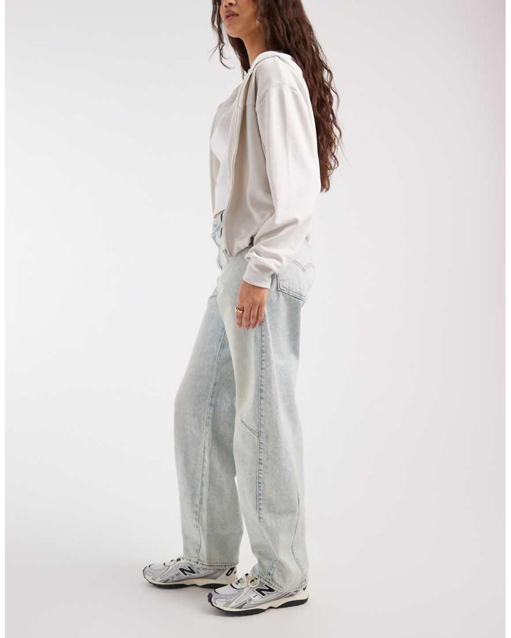 Levi's Gray baggy Dad Barrel Jeans Tinted Light Wash