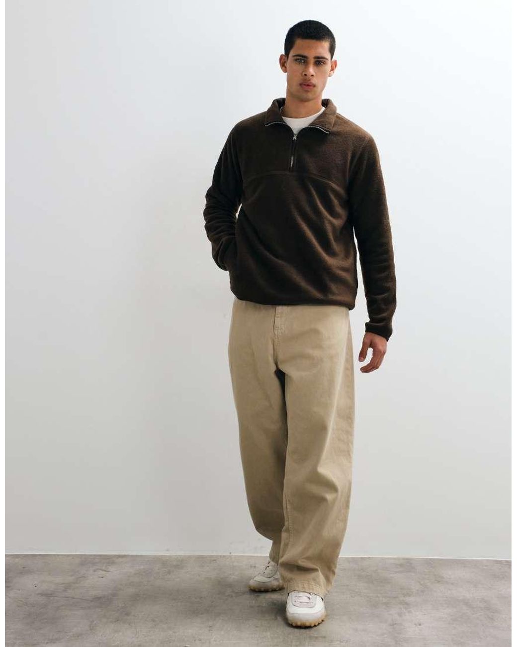ASOS Brown Quarter Zip Fleece for men