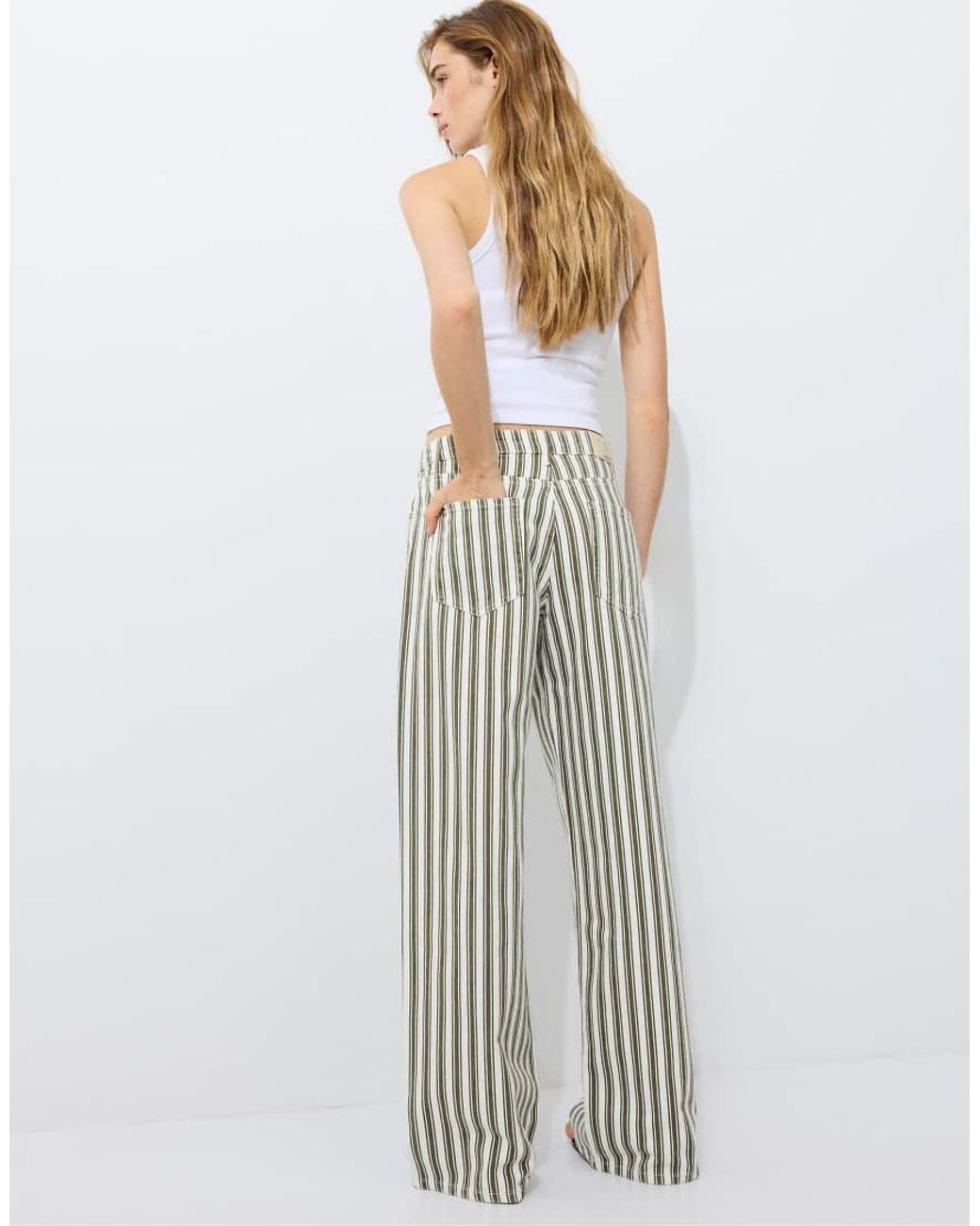 Stradivarius White D91 Low Wide-leg Twill Jeans