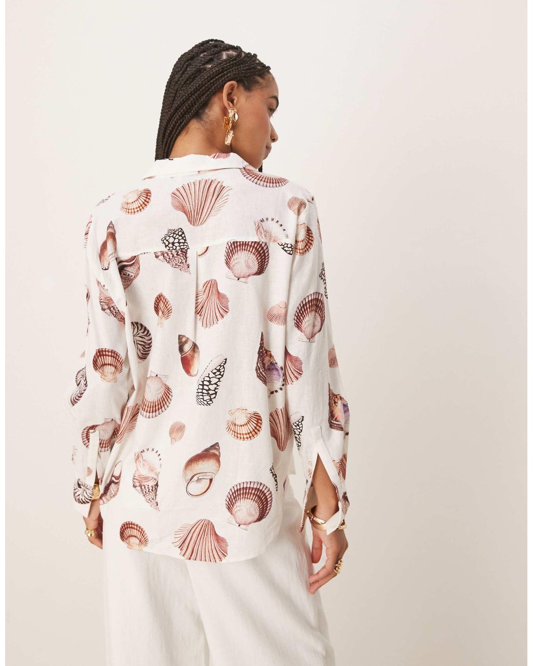 EVER NEW Natural Seashell Print Shirt