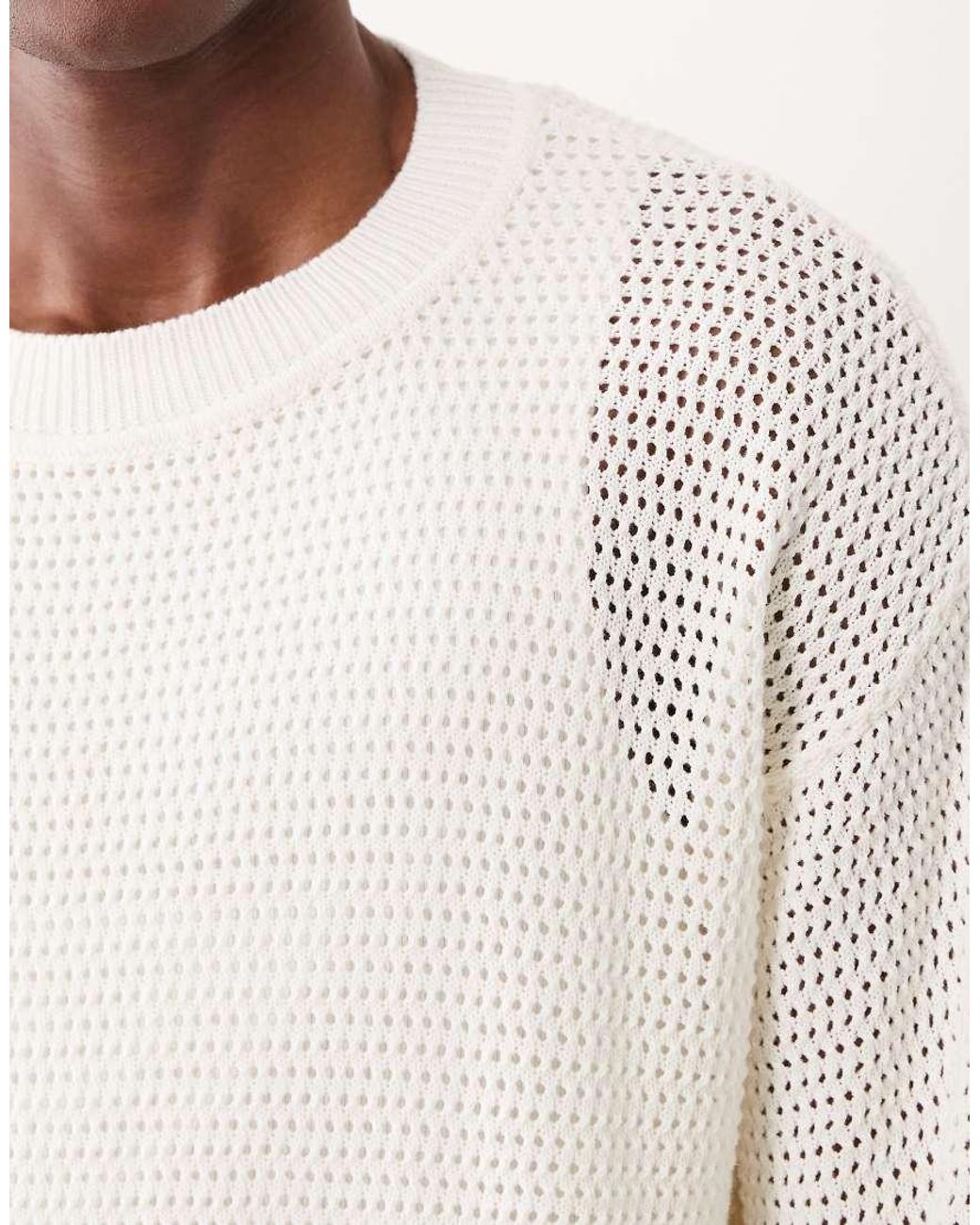 HUGO White Relaxed Light Knit Jumper for men