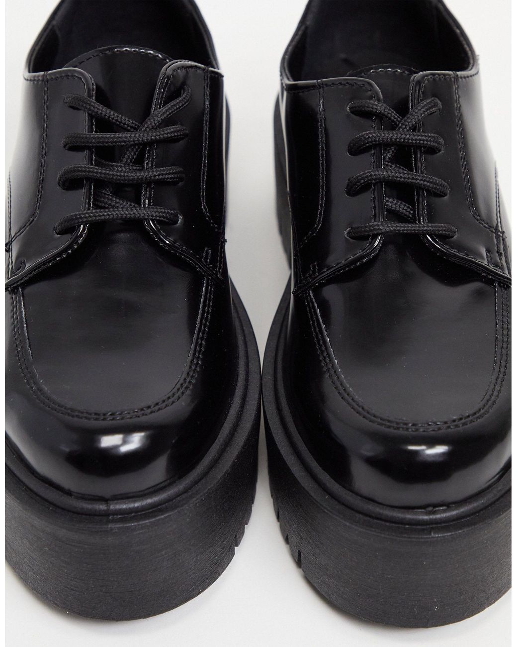 TOPSHOP Platform Lace Up Loafers in Black | Lyst UK