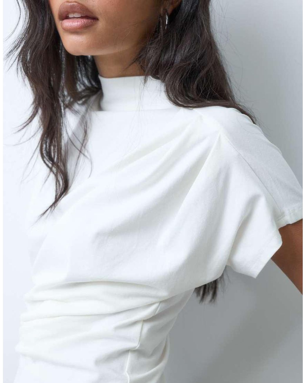 ASOS White Twist Shoulder Drapey Top