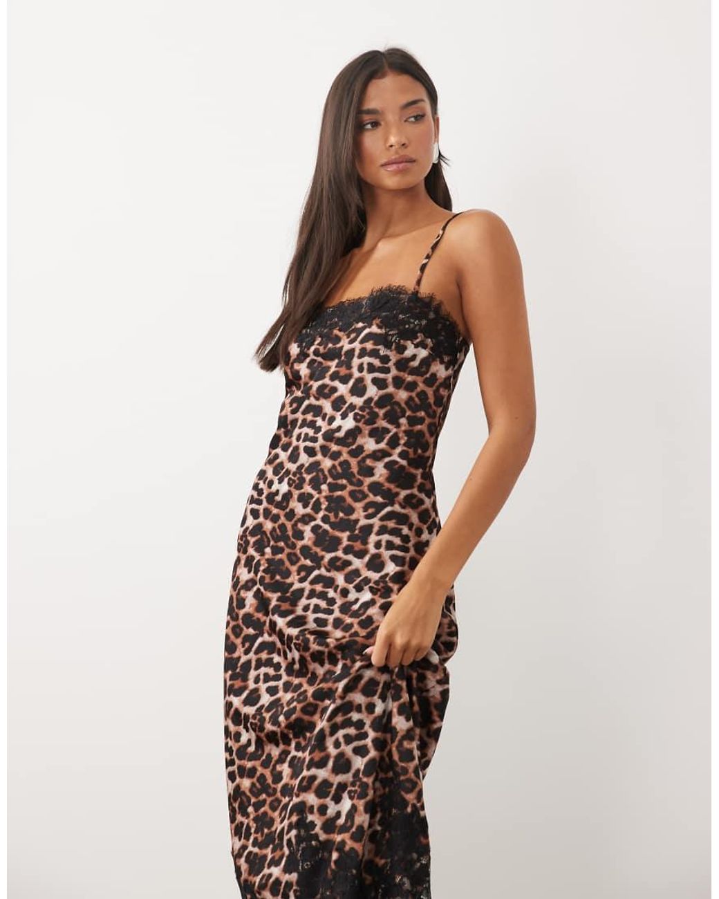 TFNC London Multicolor Satin Lace Applique Cami Maxi Dress