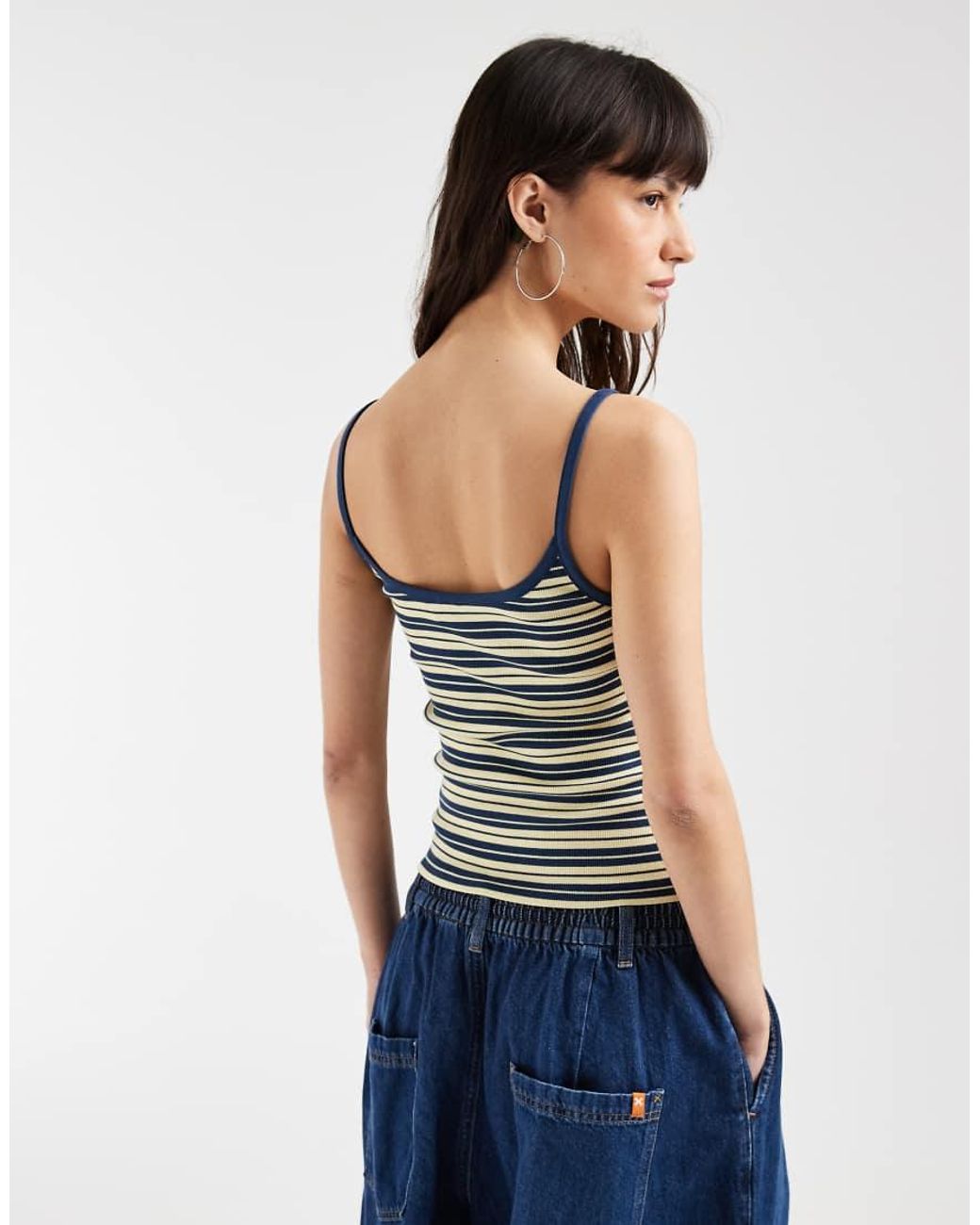 ASOS Blue Contrast Binding Scoop Detail Tank Top