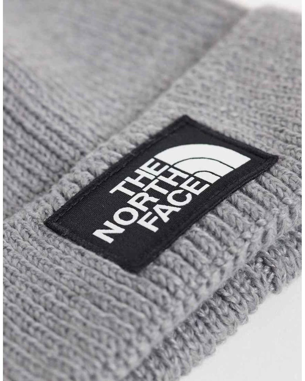 The North Face Gray Box Logo Cuffed Beanie