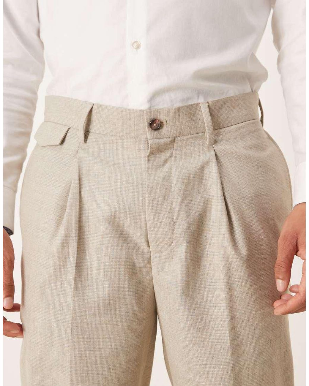 ASOS Natural Tapered Chino Dress Pants With Front Pleats for men