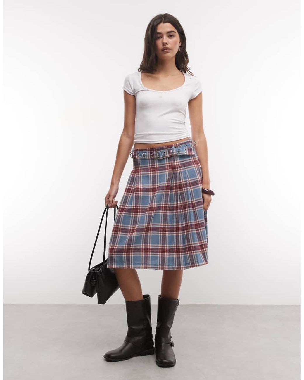 The Ragged Priest White Hardware Detail Midi Kilt