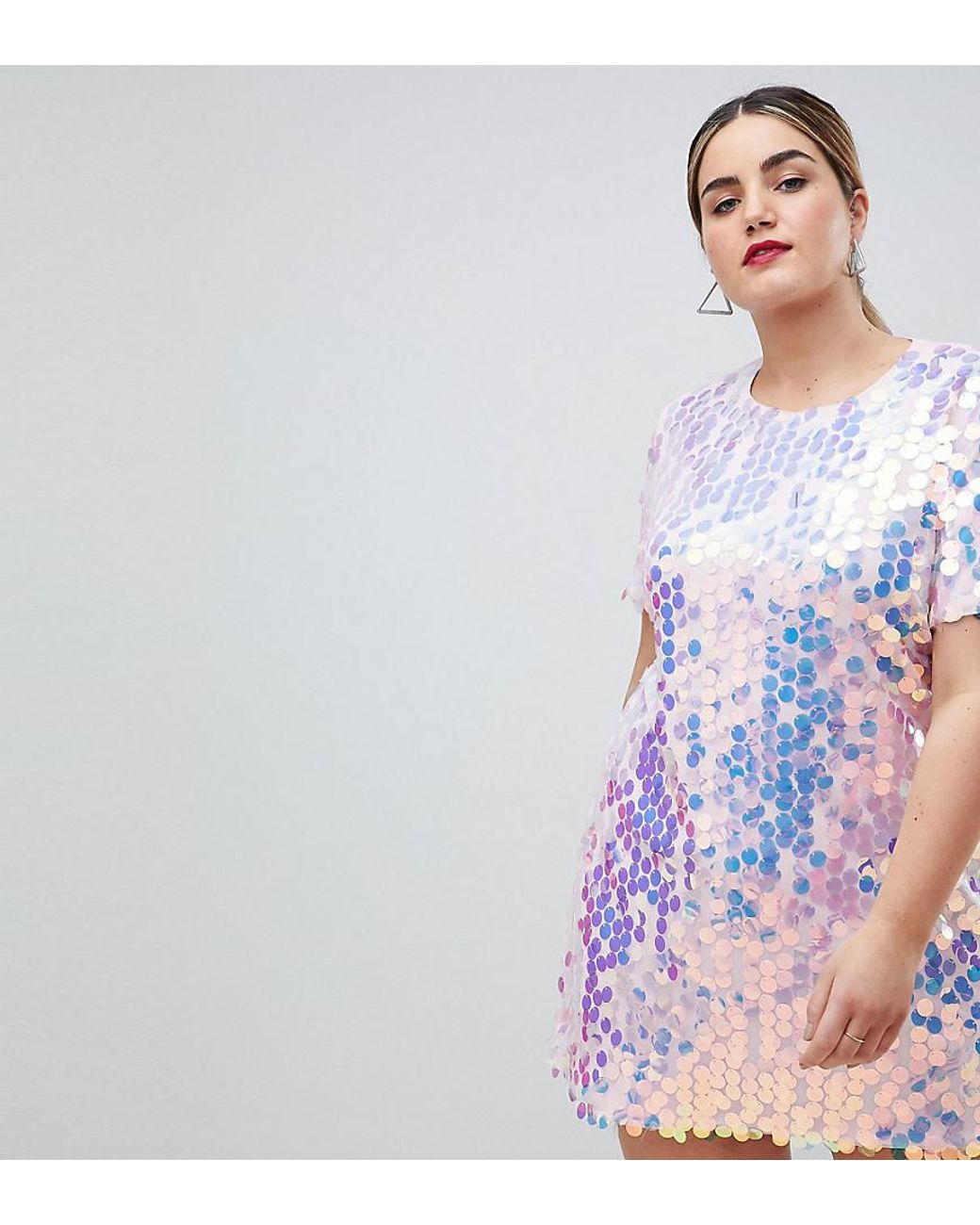 Robe t-shirt sequins style festival Missguided en coloris Bleu | Lyst