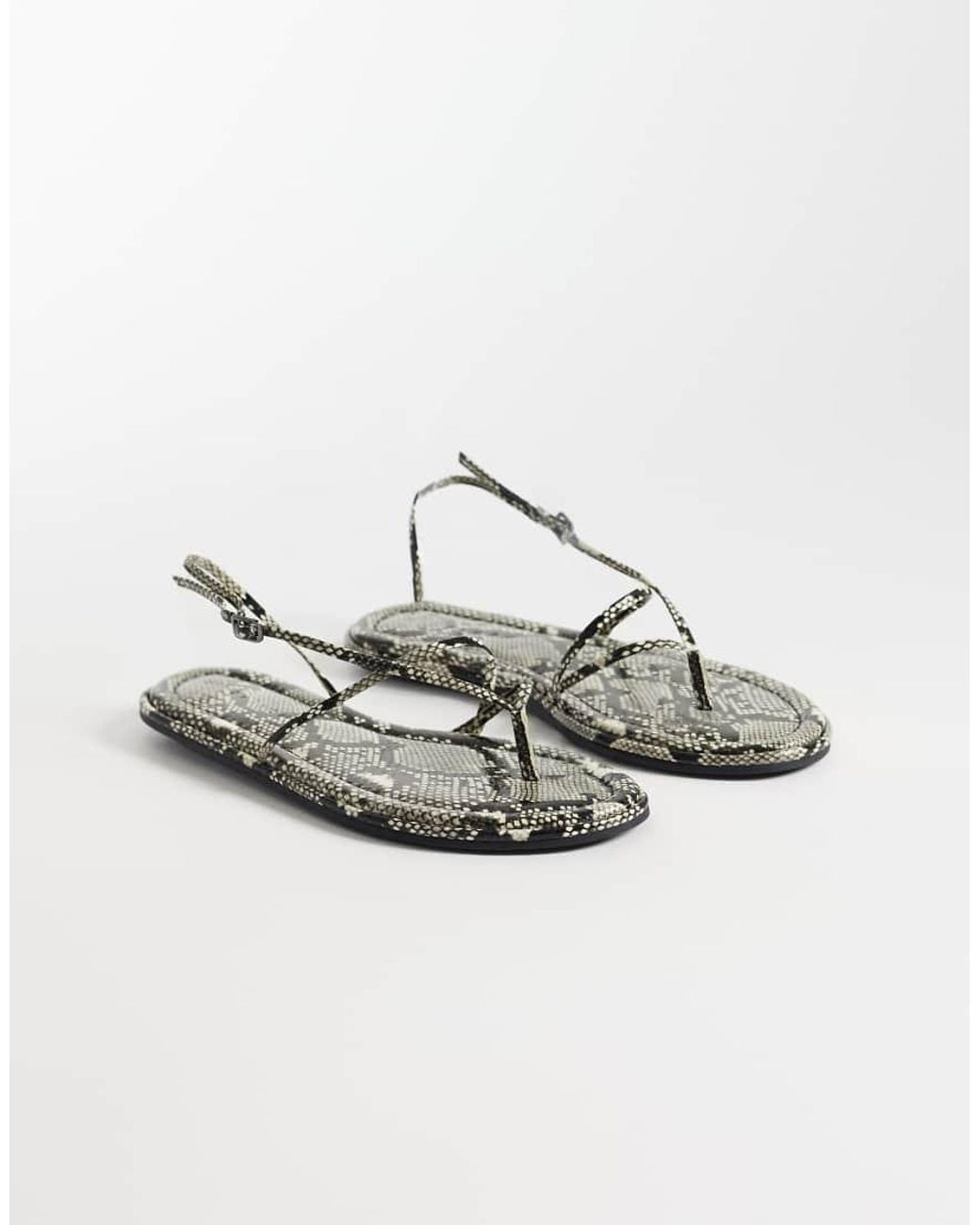 ASOS Metallic Freya Strappy Toe Thong Flat Sandals