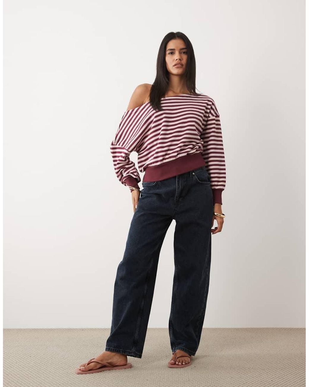Cotton On Red Relaxed Off The Shoulder Sweatshirt