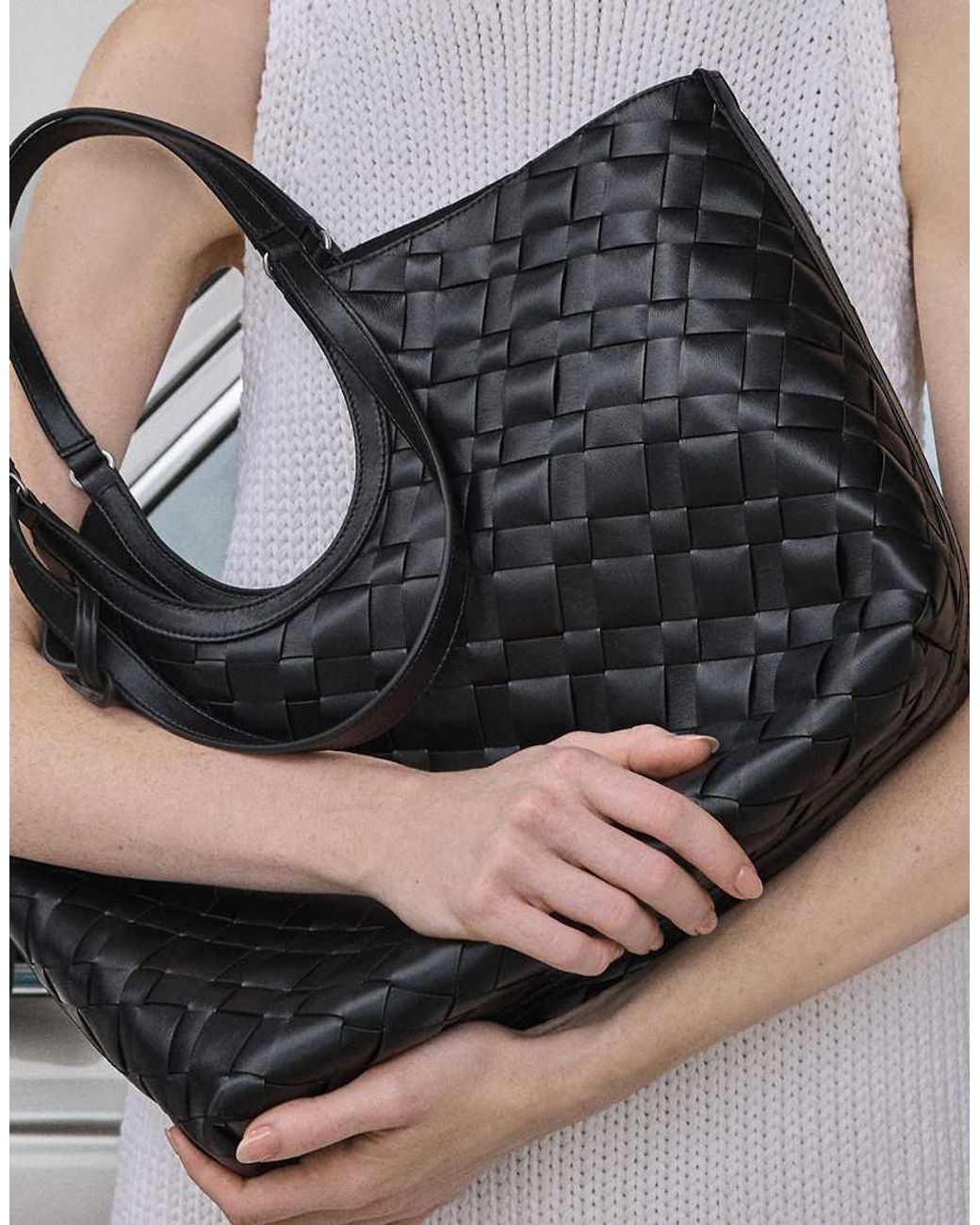Charles & Keith Black Ivette Woven Tote Bag
