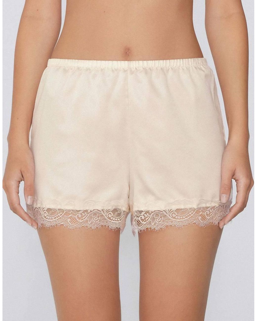 Tezenis Natural Satin And Lace Shorts