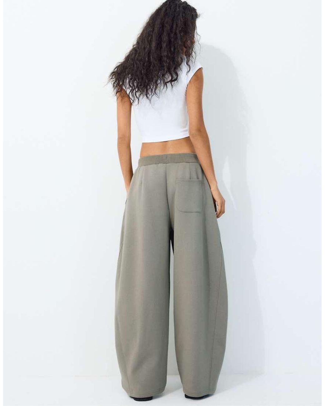 Stradivarius White Wide-leg jogger Trousers