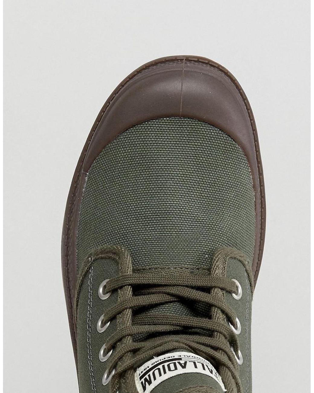 Palladium Pampa Hi Originale Olive Canvas Flat Ankle Boots in Green | Lyst