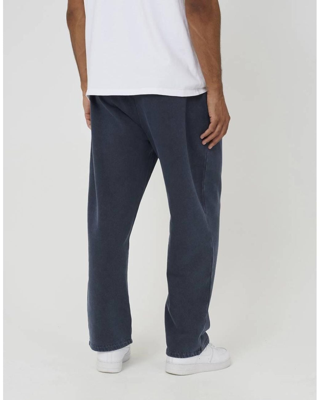 Brave Soul Blue Acid Wash Wide Leg Joggers for men