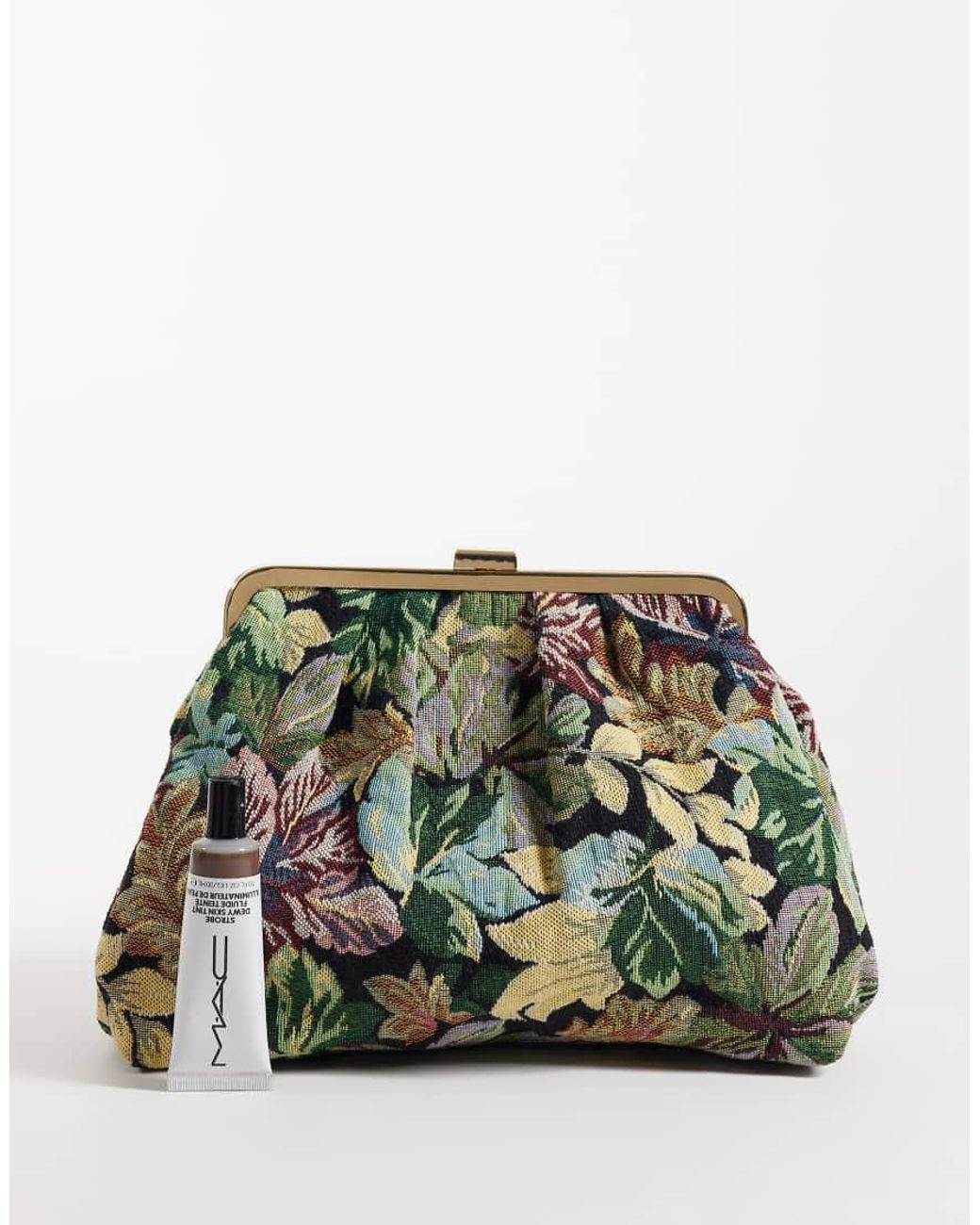 ASOS Green Floral Jacquard Frame Clutch Bag