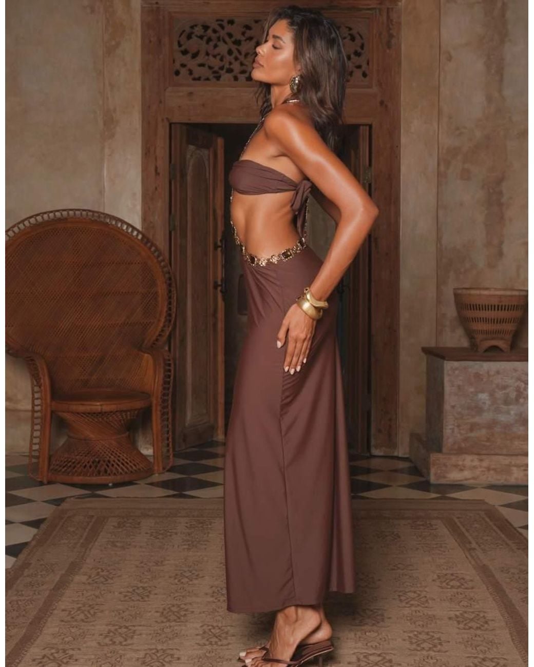 Moda Minx Brown Manama Maxi Dress