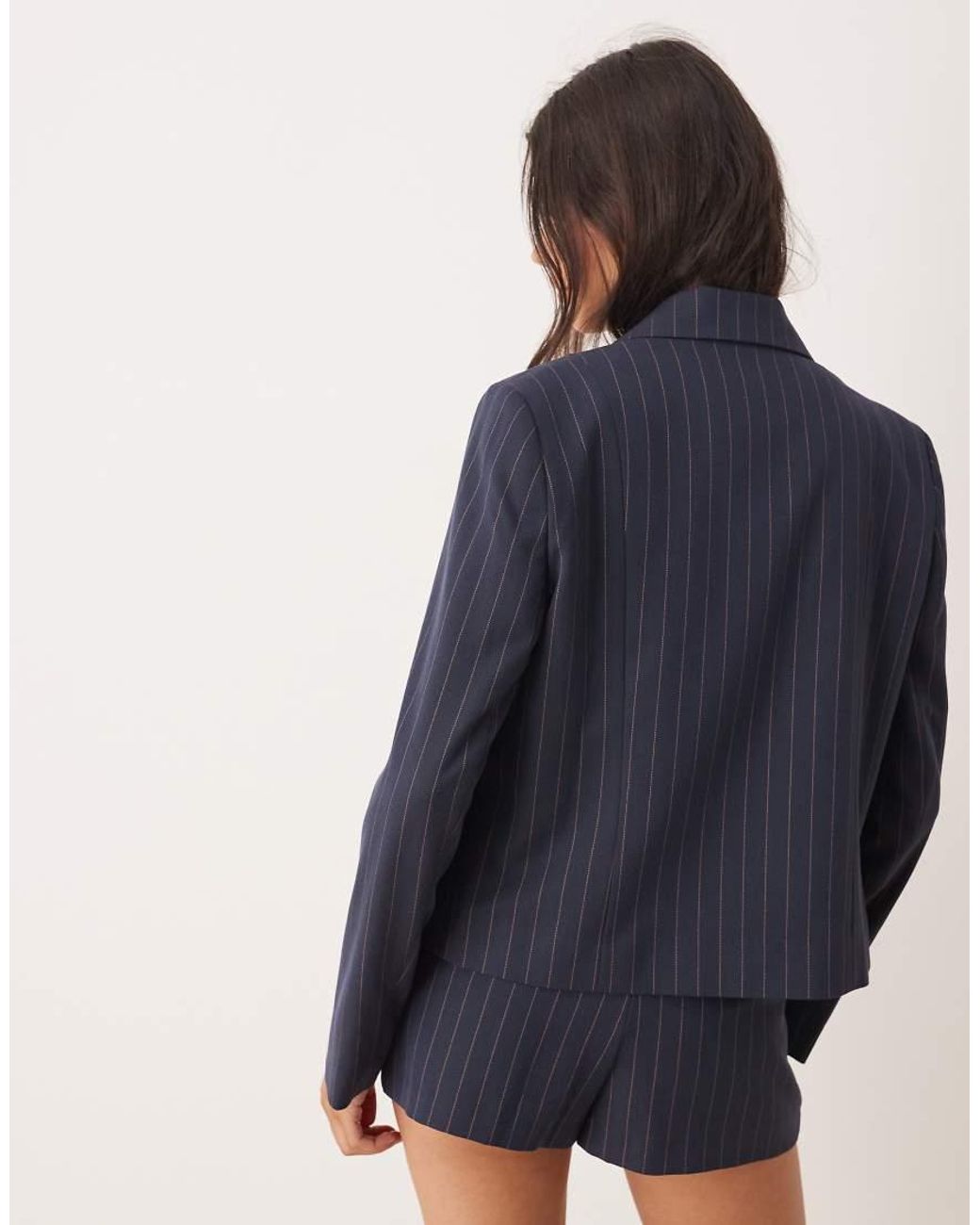 Miss Selfridge Blue Fitted Pinstripe Blazer Co-ord