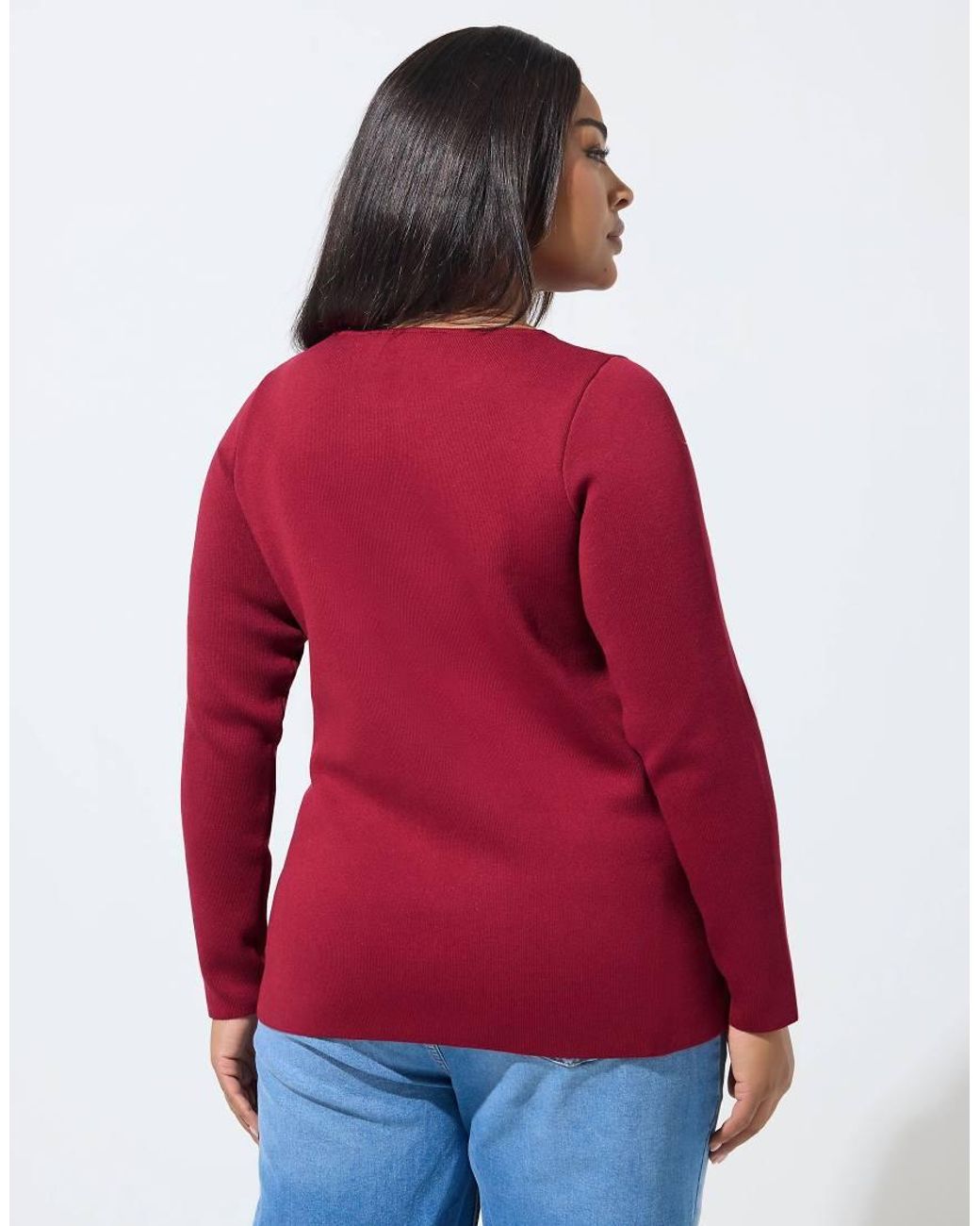 Yours Clothing Red Long Sleeve Knitted Top