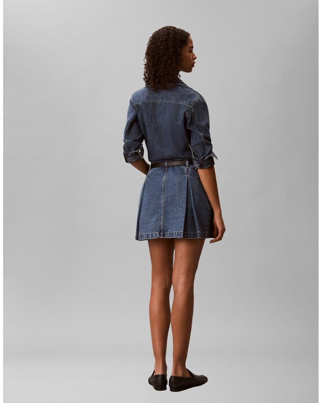 Calvin Klein Blue Pleated Denim Mini Skirt