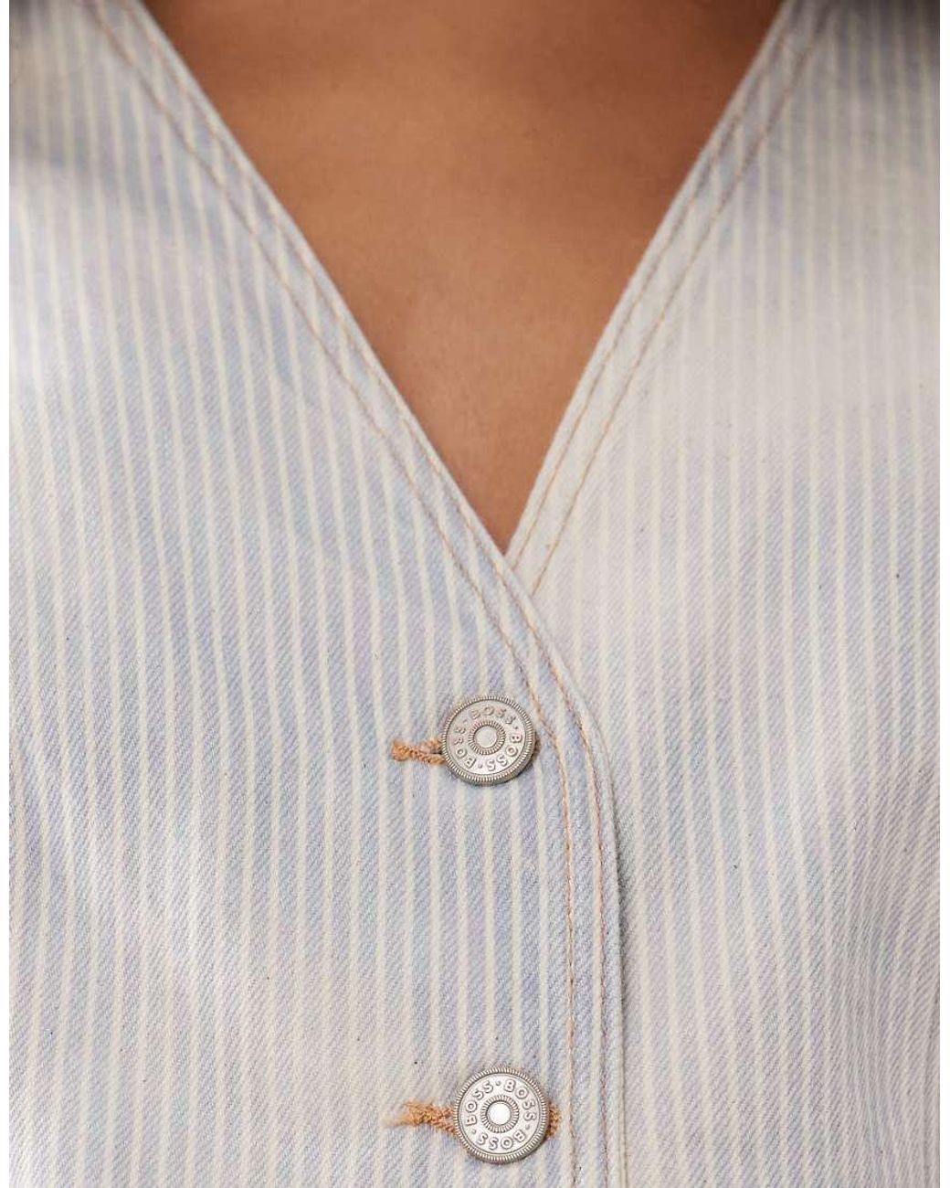 Boss White Tailored Denim Vest Waistcoat