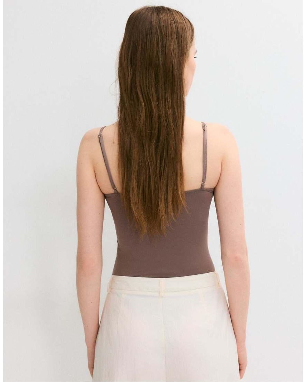 Stradivarius Brown Basics Bodysuit With Straps