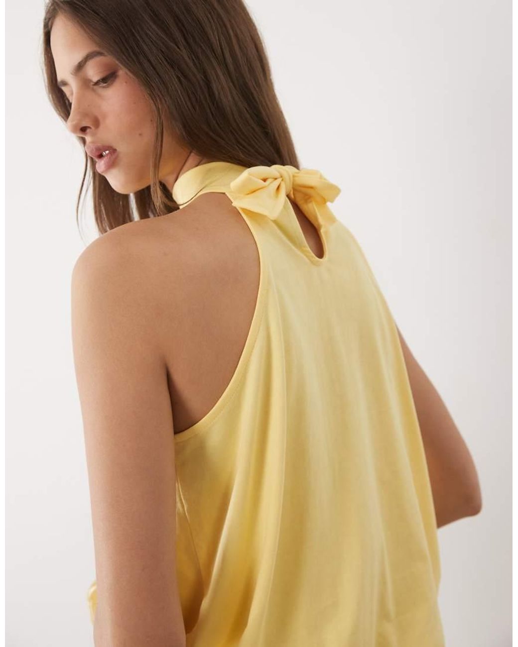 ASOS Yellow Bubble Halter Neck Top