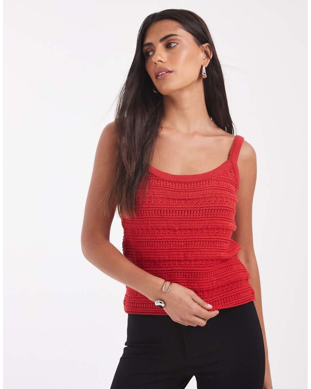 ASOS Red Crochet Knit Cami Top Co-ord
