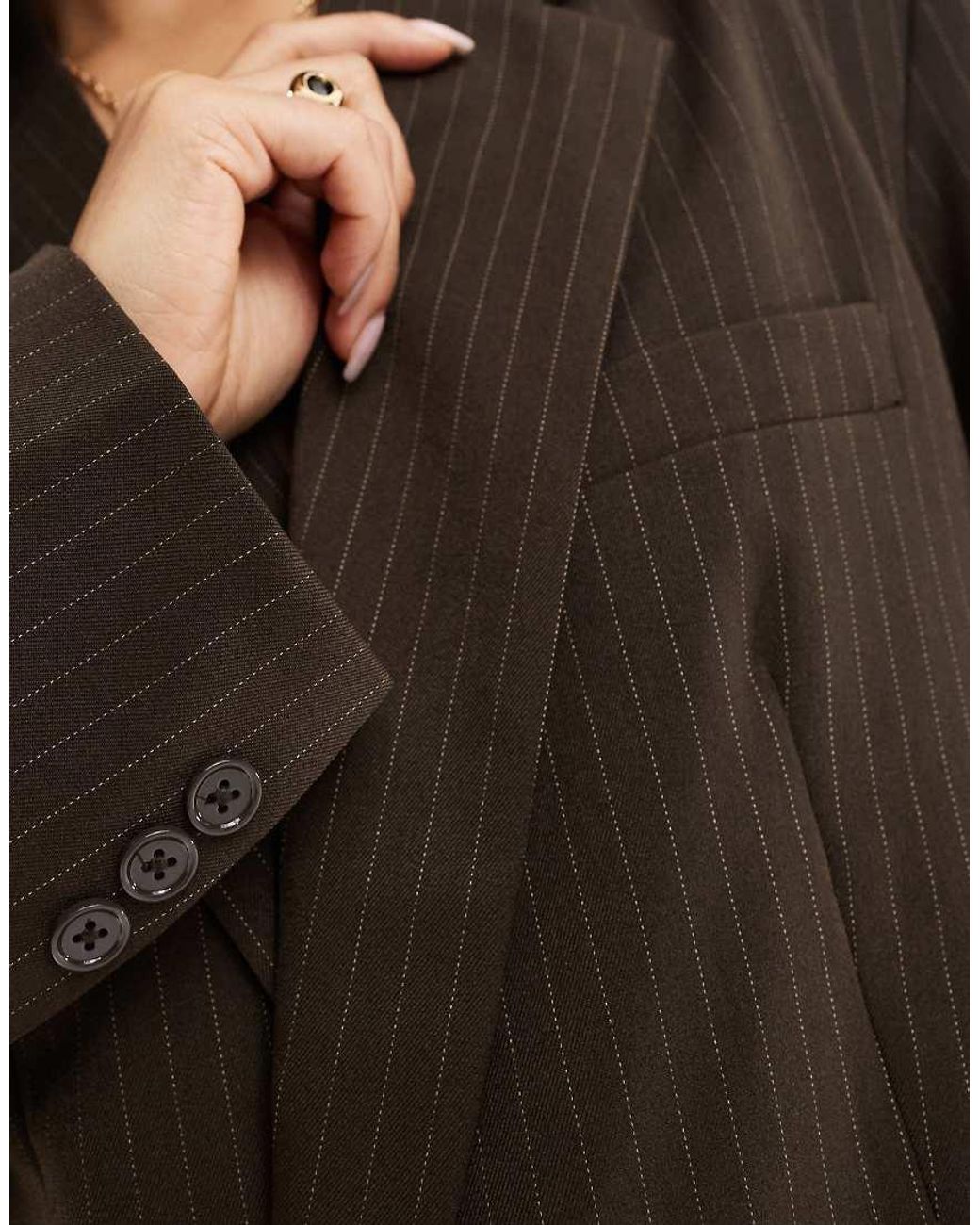 Pieces Brown Double Breasted Tailored Blazer Co-ord