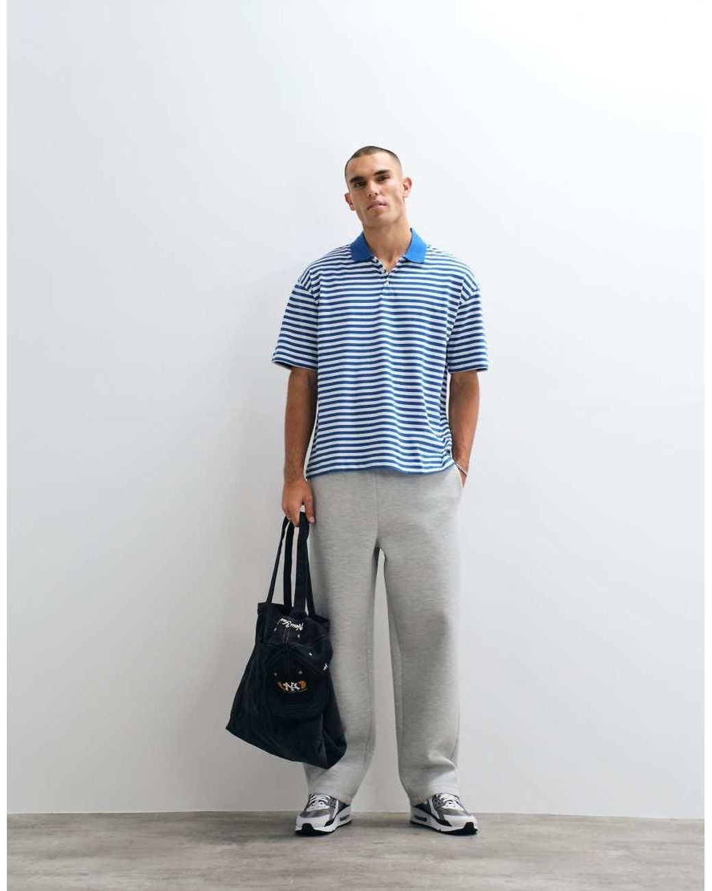 ASOS Blue Heavyweight Oversized Polo for men