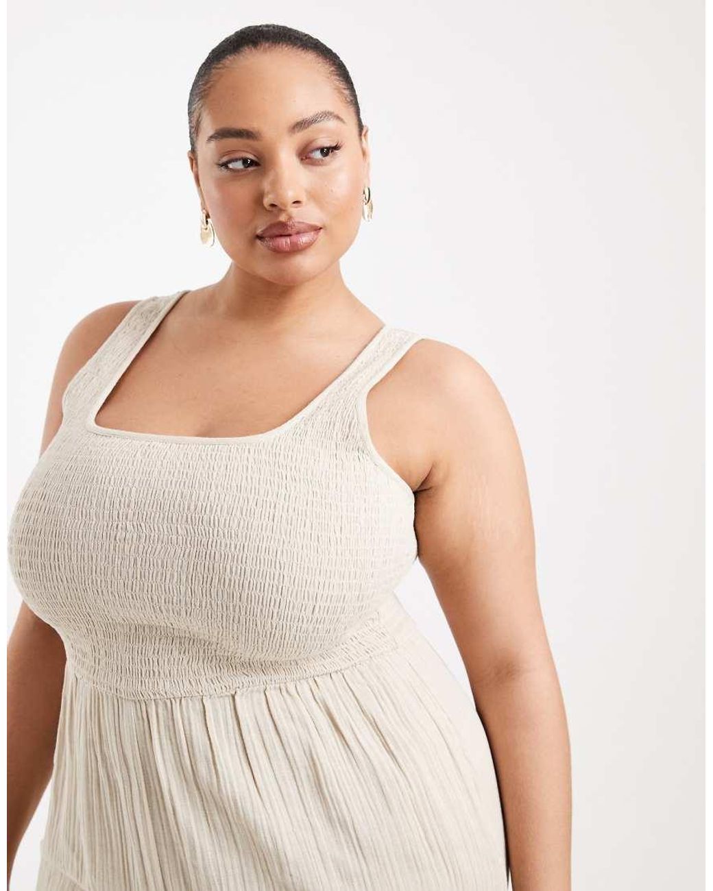 Brave Soul Natural Brave Soul Curve Scoop Neck Jumpsuit