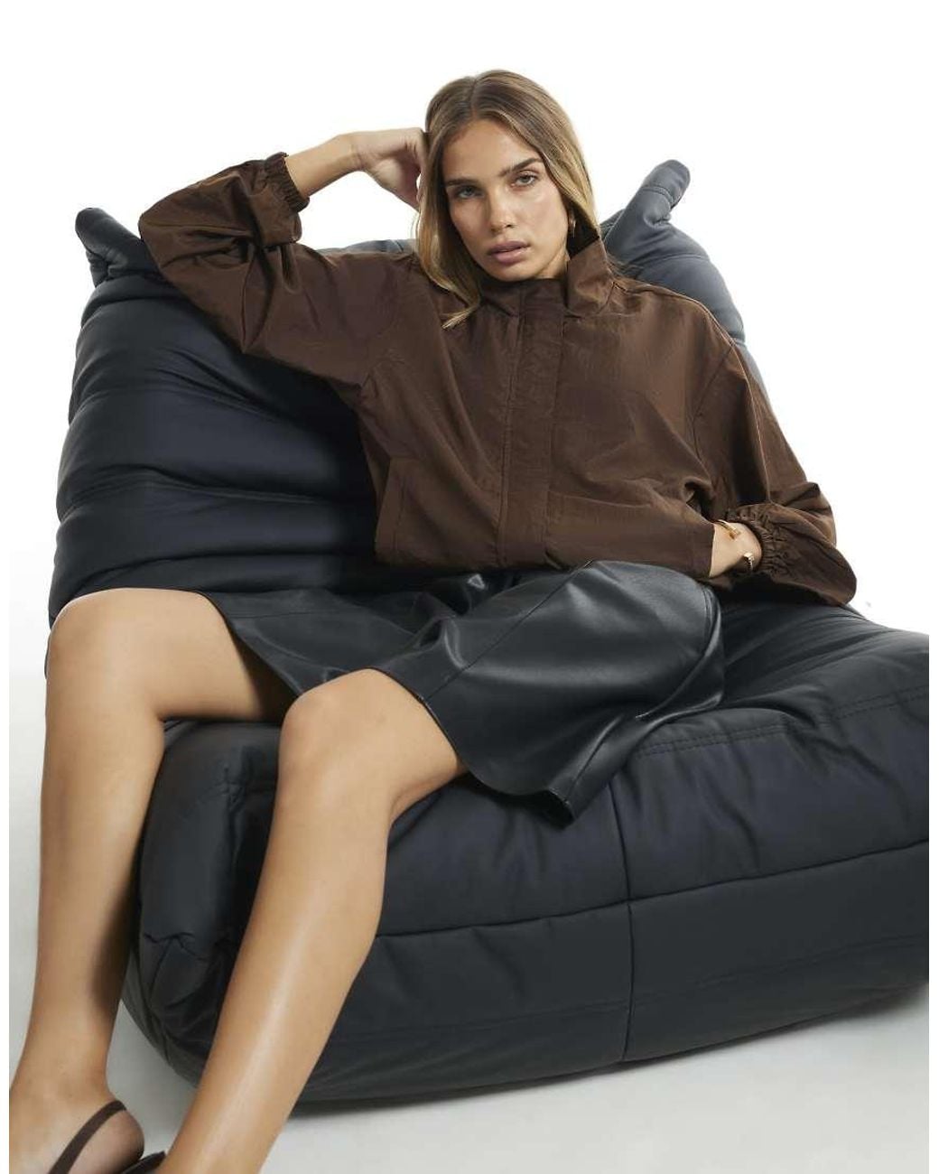 River Island Black Lightweight Funnel Neck Anorak Jacket