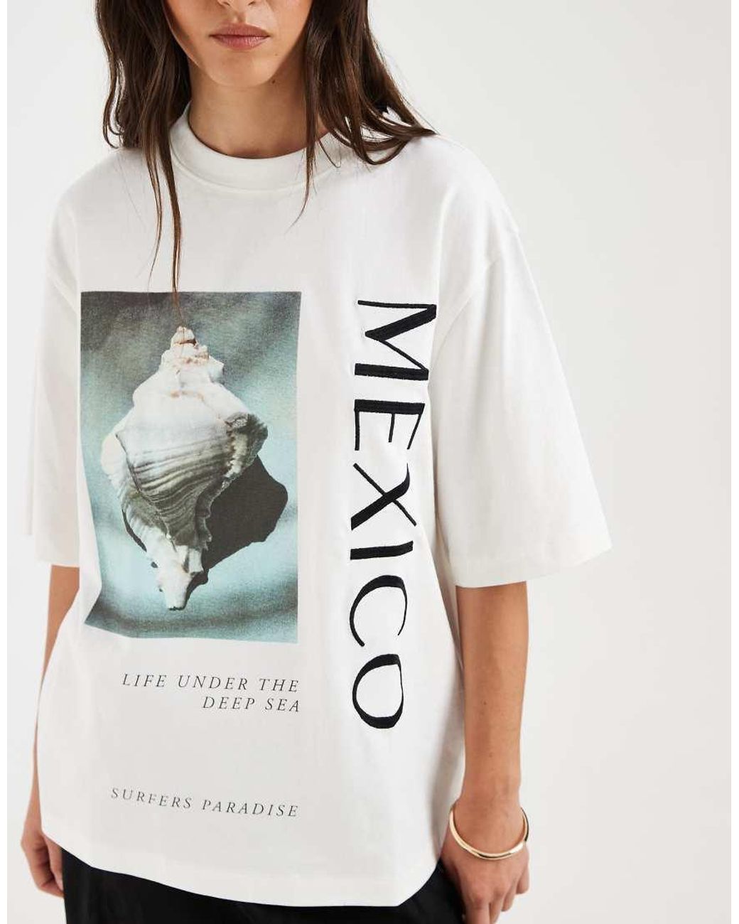 ASOS White Oversized Drop Shoulder T-Shirt With Mexico Graphic