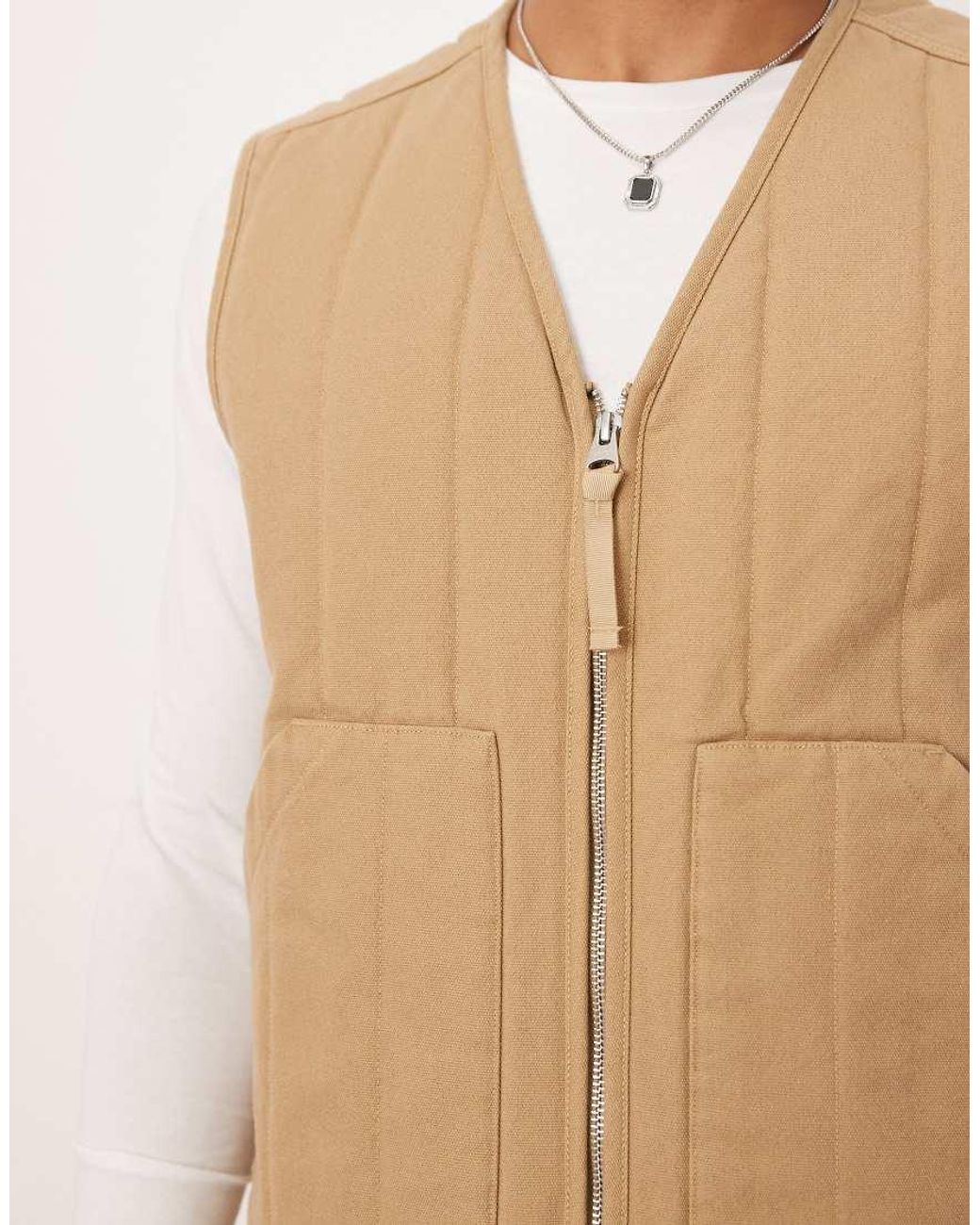 ARKET Natural Quilted Gilet With V-neck for men