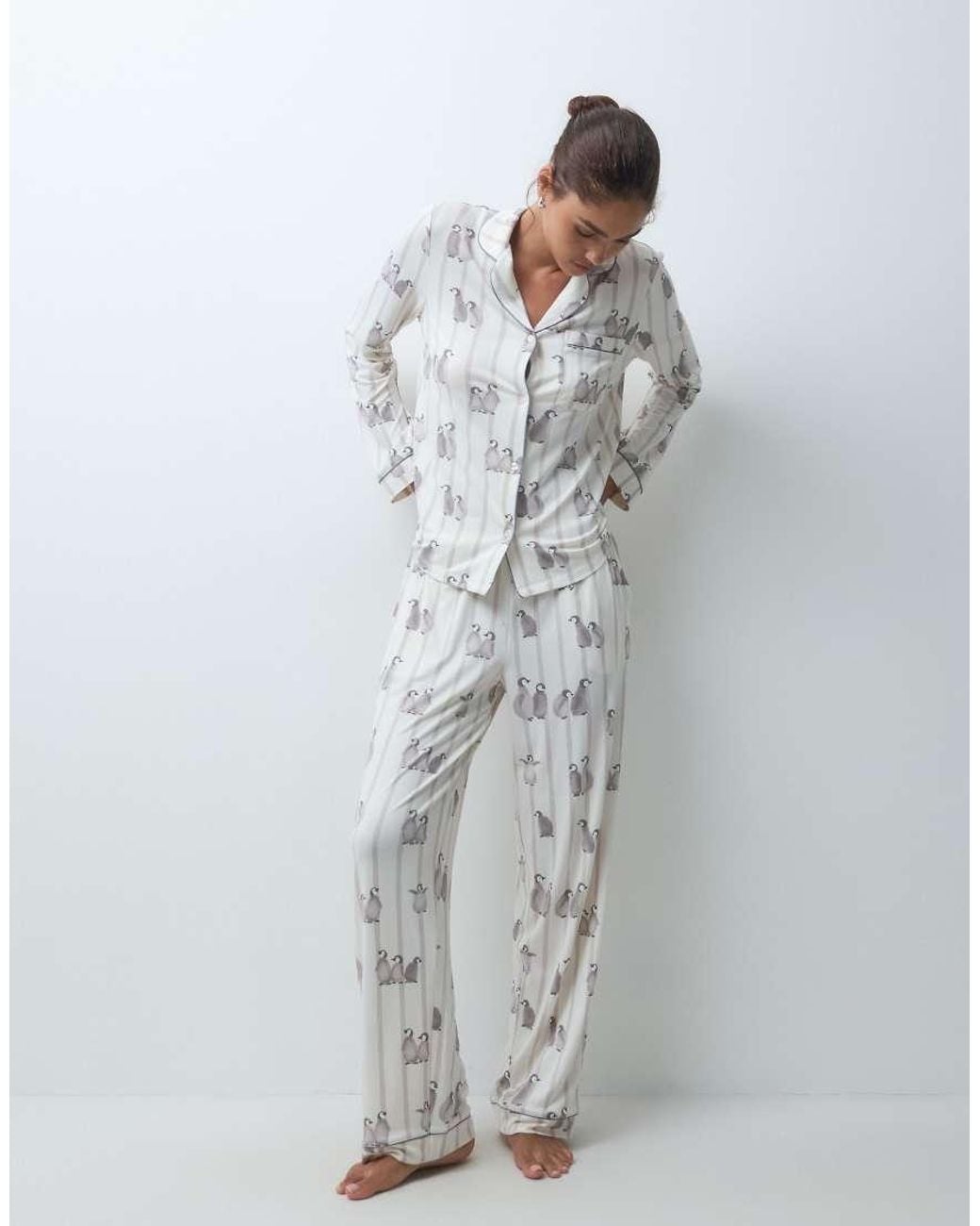 Chelsea Peers White Super Soft Button-up Pyjama Set