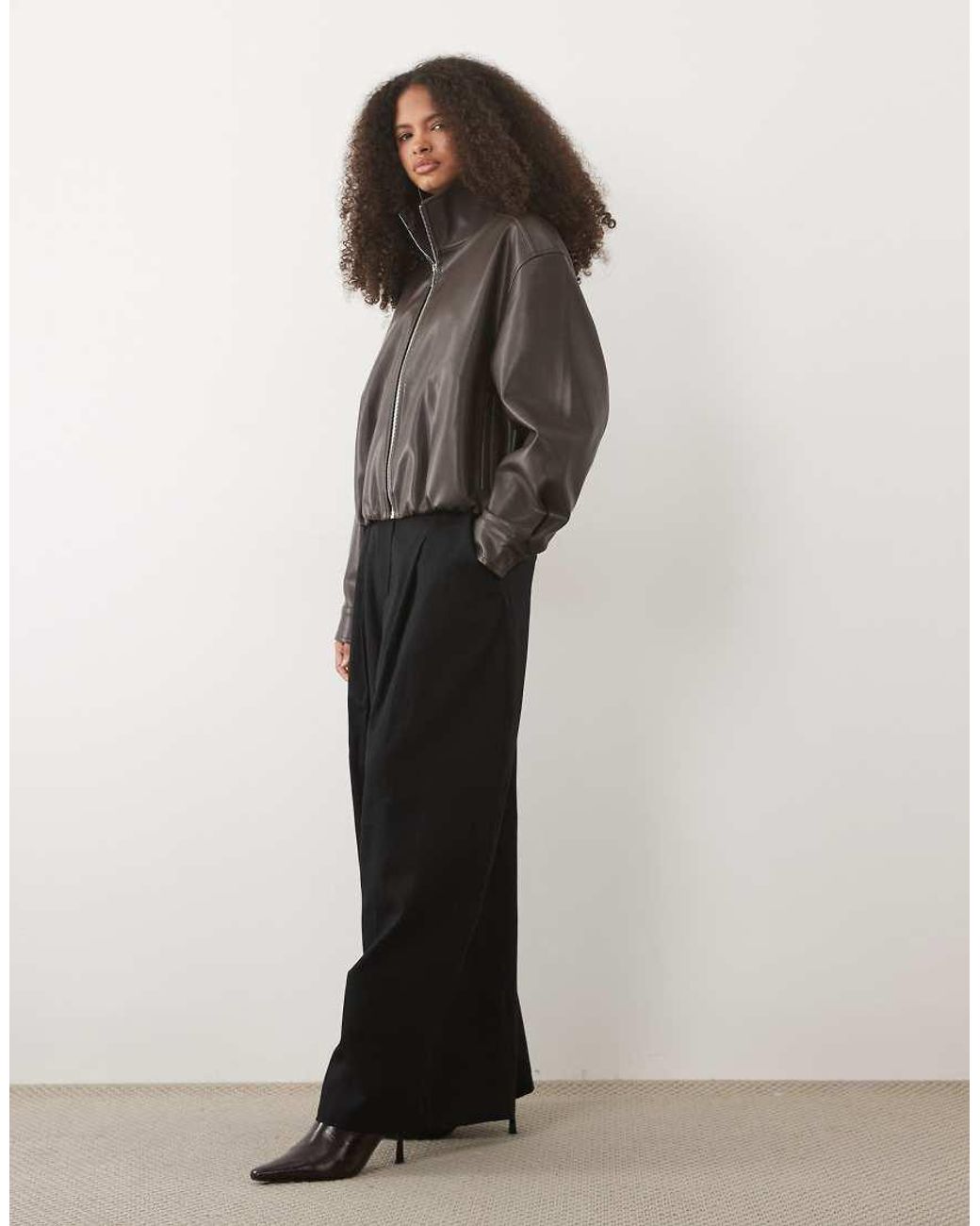 Forever New Black Faux Leather Bomber