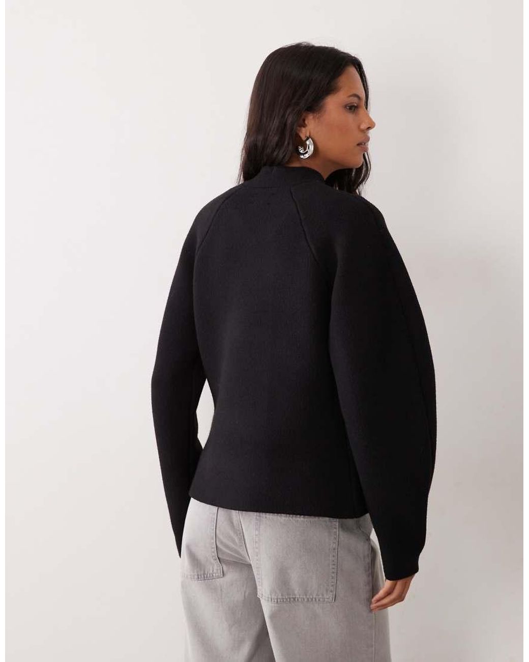 ASOS Black Moulded Banana Mandarin Collar Sleeve Cardigan