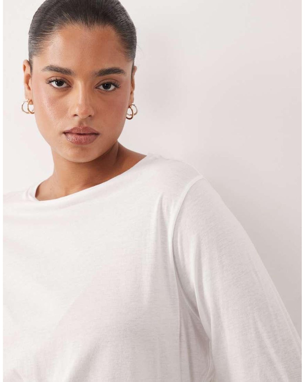 ARRANGE White Curve Seam Detail Long Sleeve Jersey Top