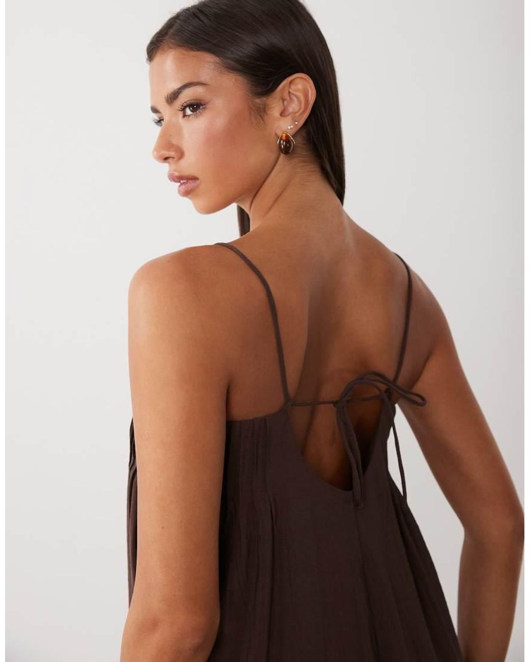 ASOS Brown Wide Leg Jumpsuit With Pintuck Detail