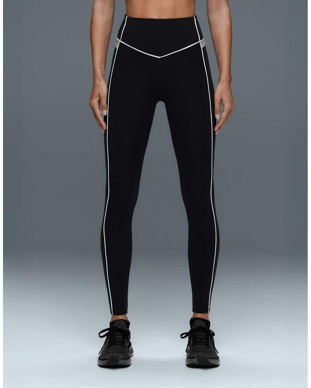 Oysho Gray Comfortlux High-Rise Piping 65Cm Ankle-Length Leggings