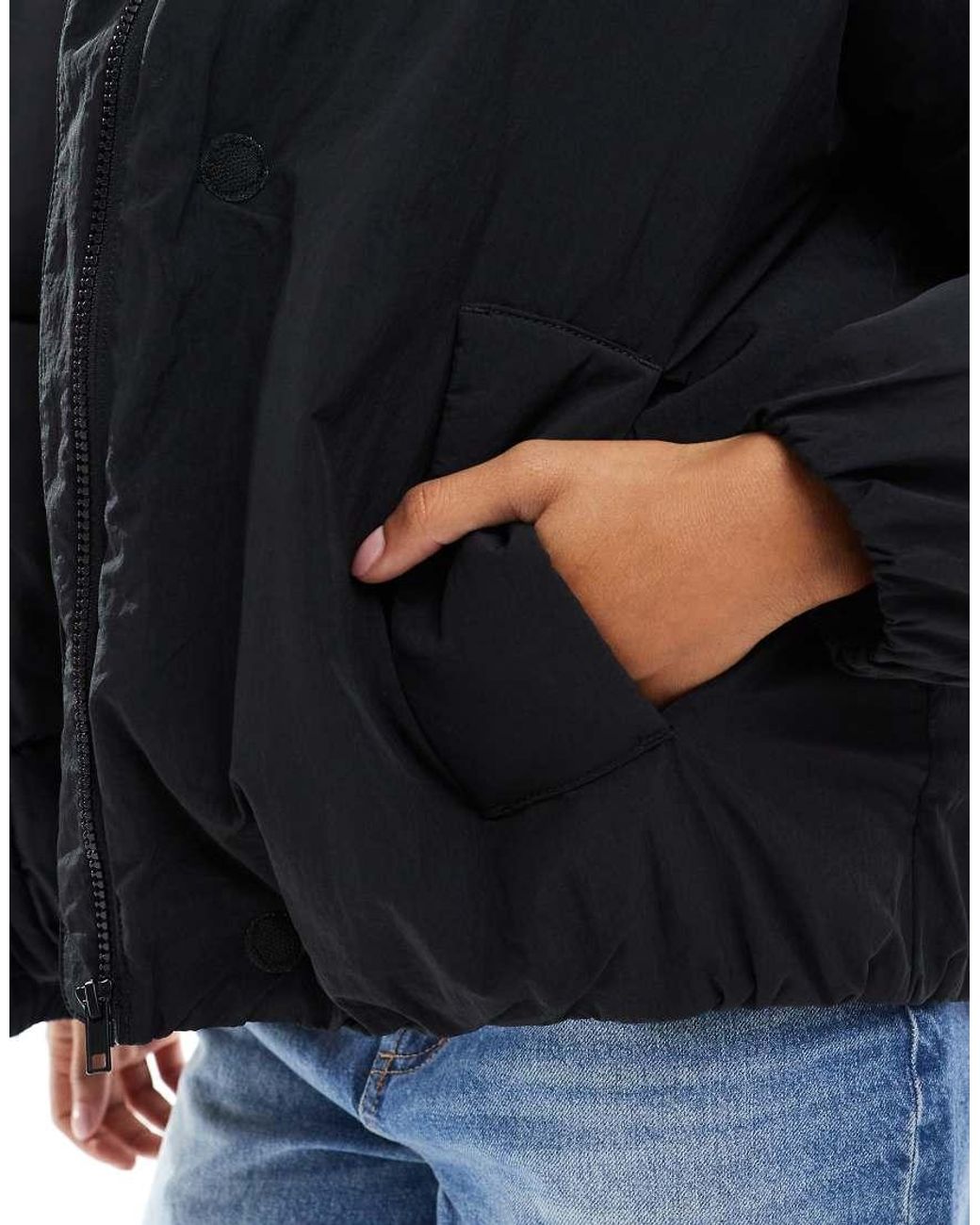ASOS Gewatteerd Jack Met Oversized Capuchon in het Blue