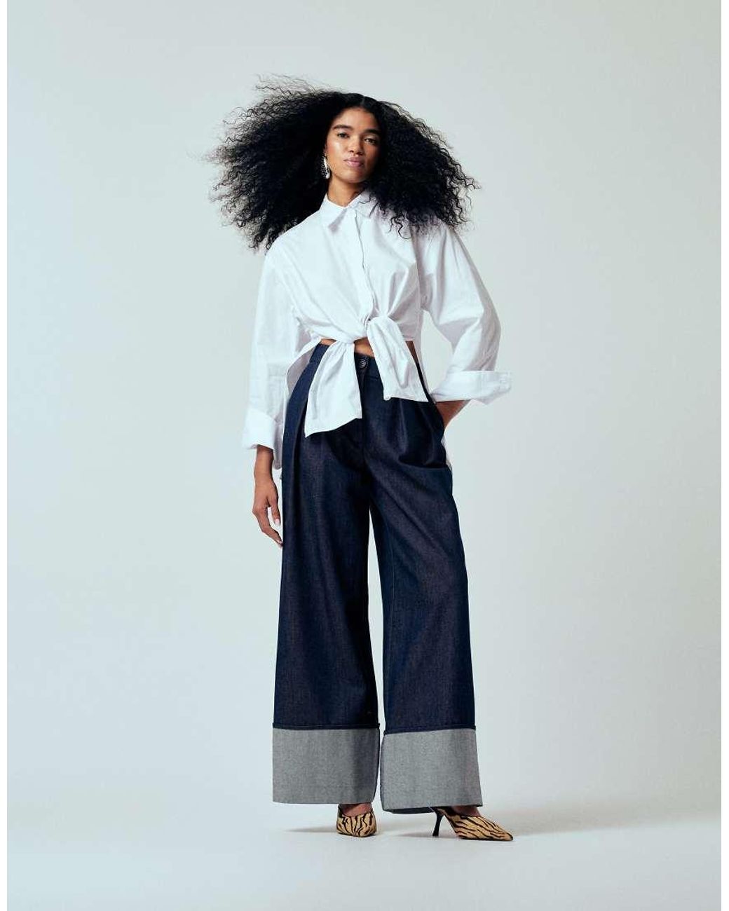 ASOS Blue Oversized Tie Front Shirt