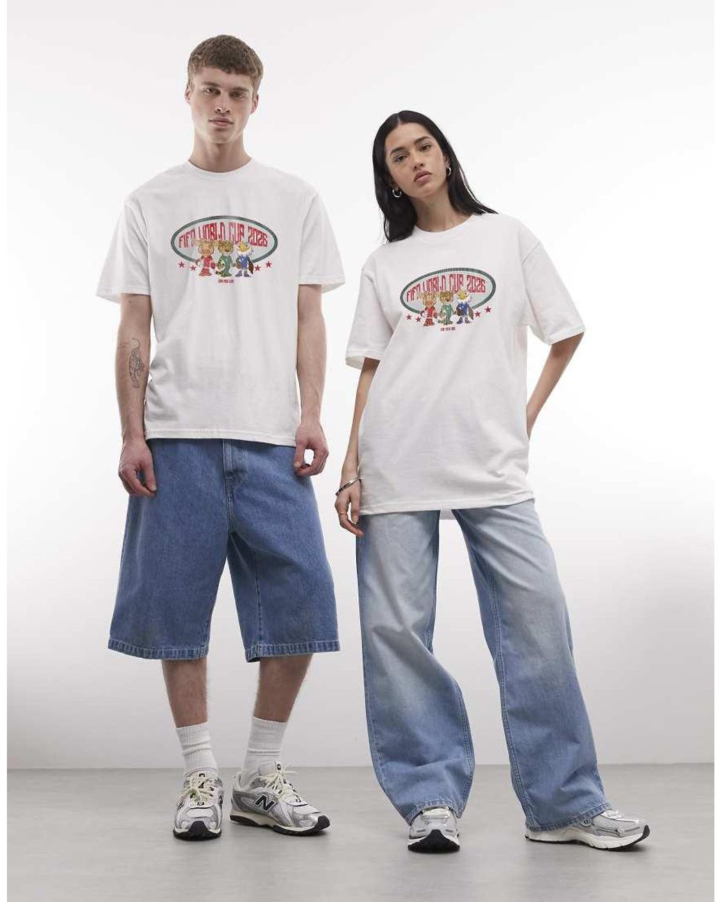 PRNT White Fifa World Cup Mascot Group Relaxed Fit T-Shirt