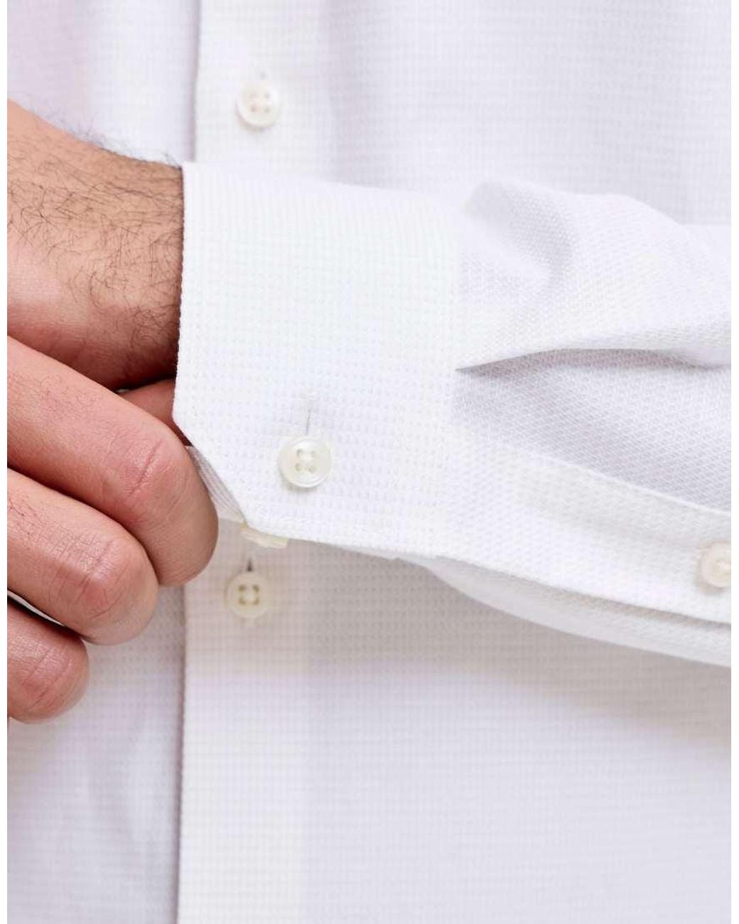 Jack & Jones White Blaparker Slim Fit Spread Collar Long Sleeve Shirt for men